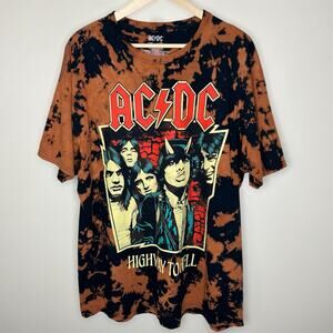 ACDC Band Tee 2XL Unisex Crew Neck Tie Dye Graphic Highway To Hell Rock T-Shirt